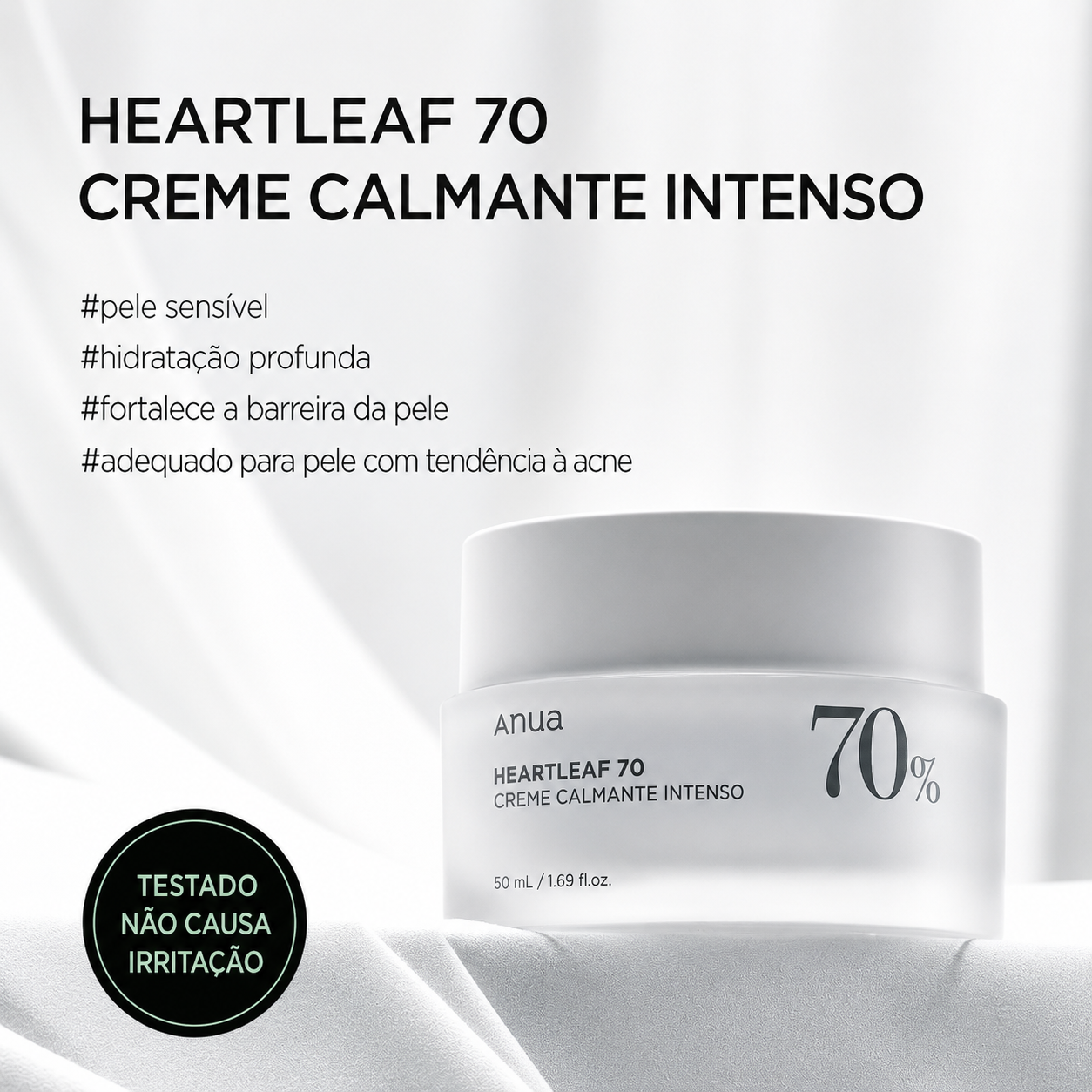Hidratante Facial Pele Sensível Anua Heartleaf 70% Calmante