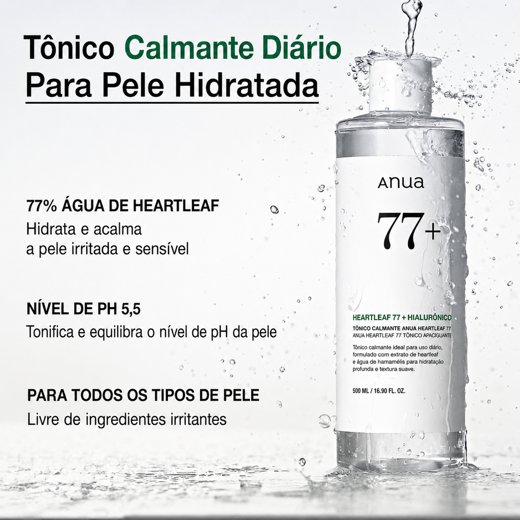 Tônico Facial Ácido Hialurônico Anua Heartleaf 77 Calmante