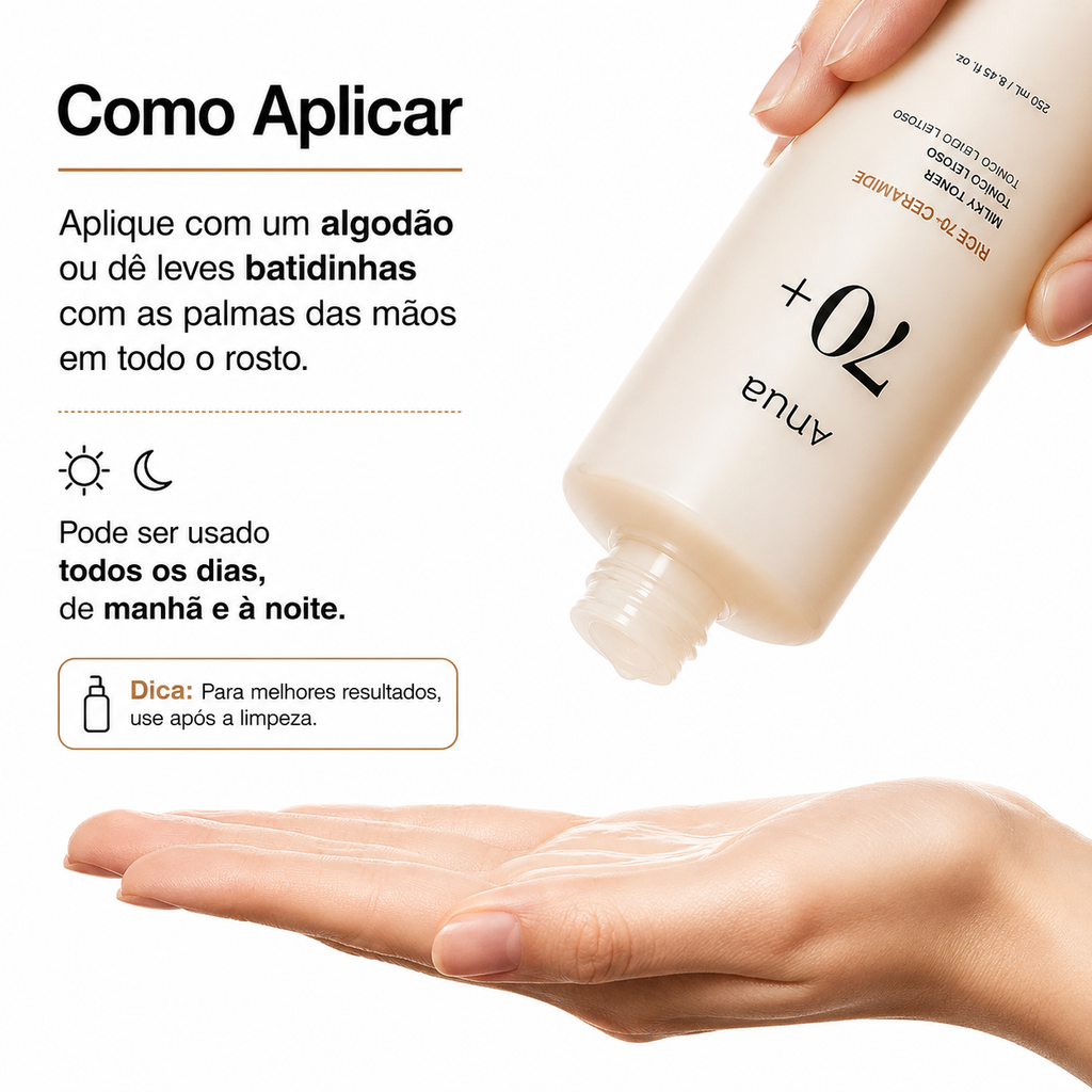Tônico Facial Hidratante Anua Rice 70 Glow Milky Arroz