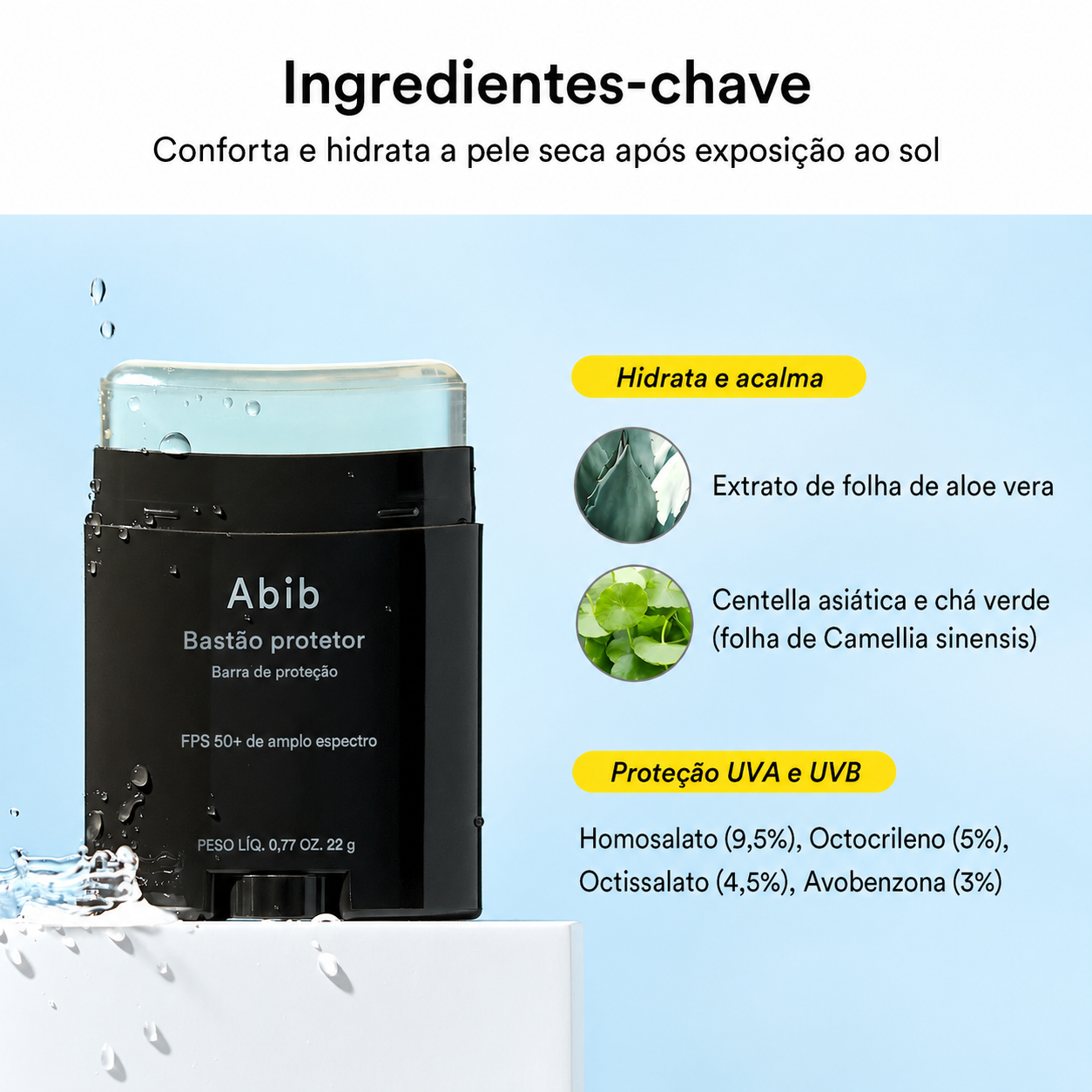 Protetor Solar Facial em Bastão Abib FPS 50+ | Pele Sensível