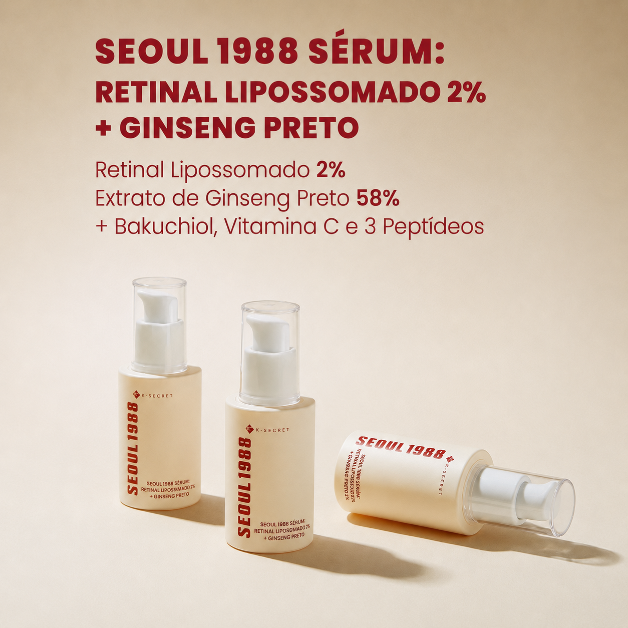 Sérum Retinal 2% K-Secret Seoul 1988 | Ginseng Preto Antirrugas